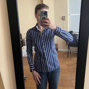 Blue strip fitted cotton shirt